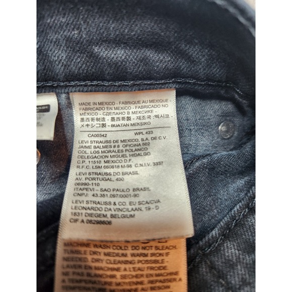 Levi's 511 Jeans Mens 36x29 Black Denim Slim Fit Stretch Charcoal Wash Red Tab - Picture 11 of 16